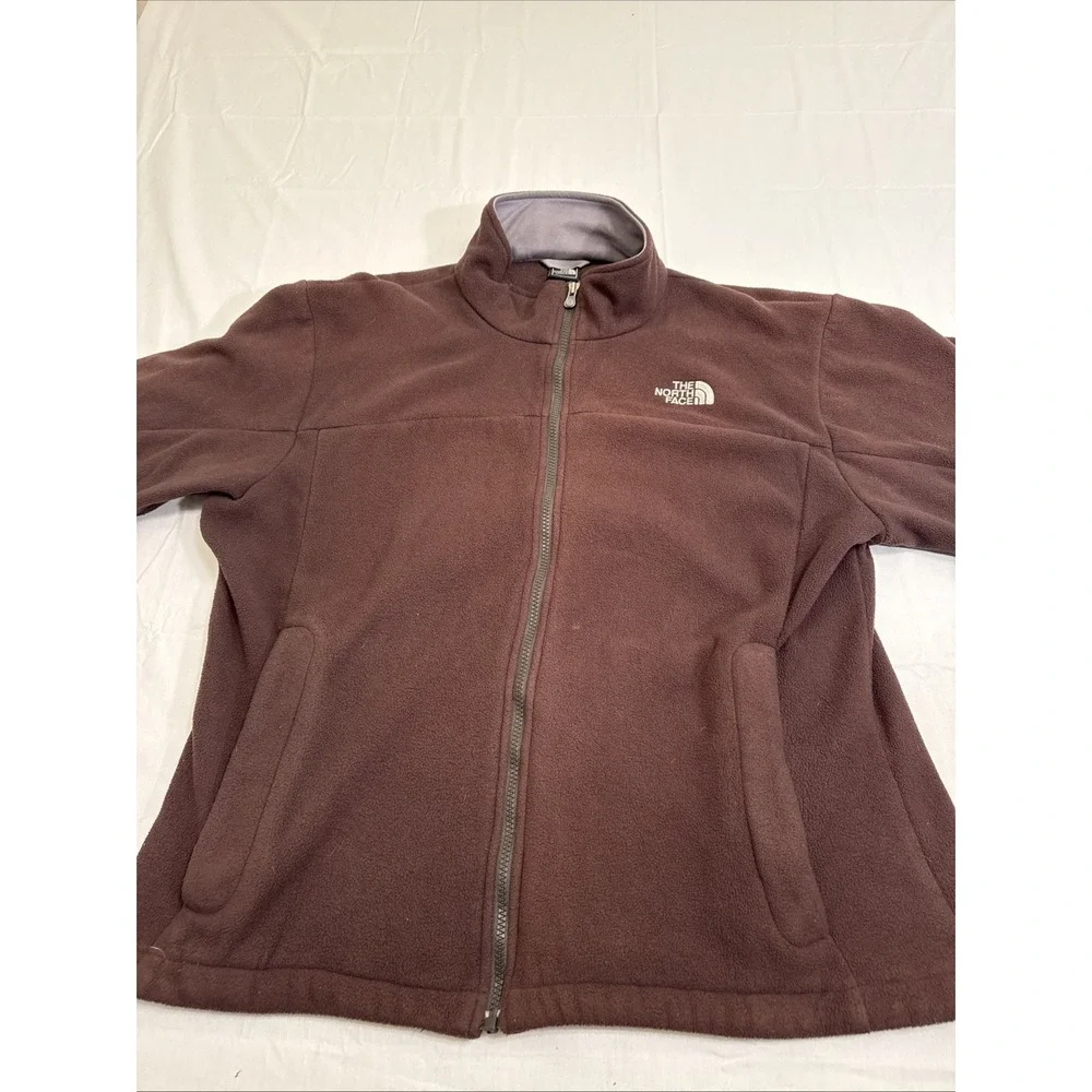 JACKET North Face MENS XL Full Zip Fleece Jacket BROWN/GRAY TRIM Comfort 721509